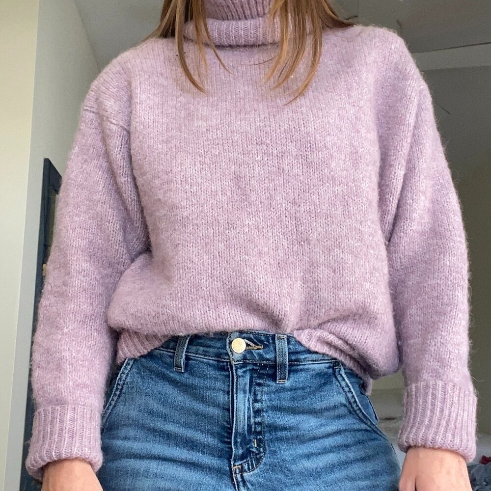 Purple Zara Knit Turtleneck Sweater - Small